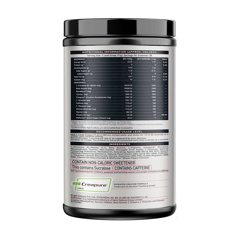 muscleblaze pre workout wrathx, 510 g